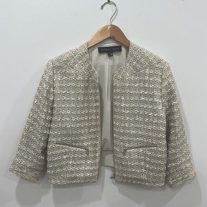 Theyskens Theory tweed beige cropped jacket